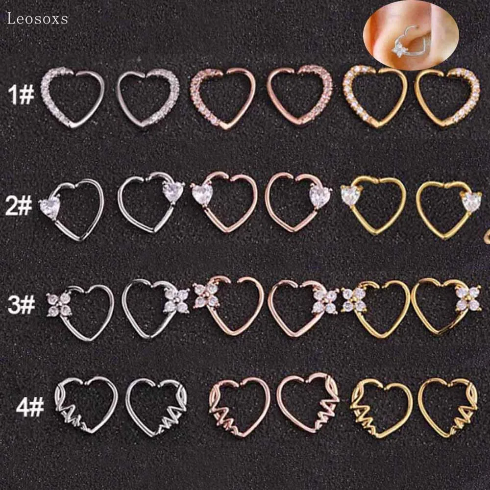 

Leosoxs 2pcs Fashion Sweet Diamond-studded Peach Heart Multi-function Earrings Nose Ring Piercing Jewelry