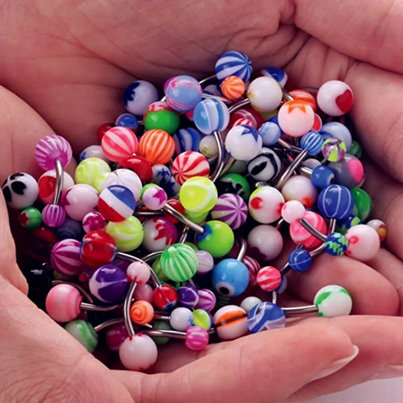 30/20/10 шт. акриловый Пирсинг живота Кольца Бар много разных цветов кольцо пупка