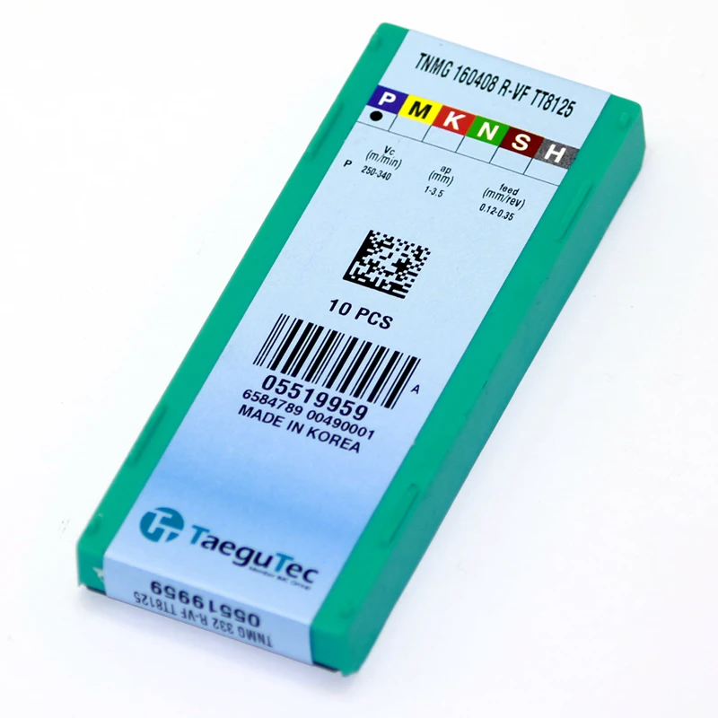 10 шт./лот TNMG160408 R-VF TT8125 TaeguTec отрицательные треугольные Токарные вставки |