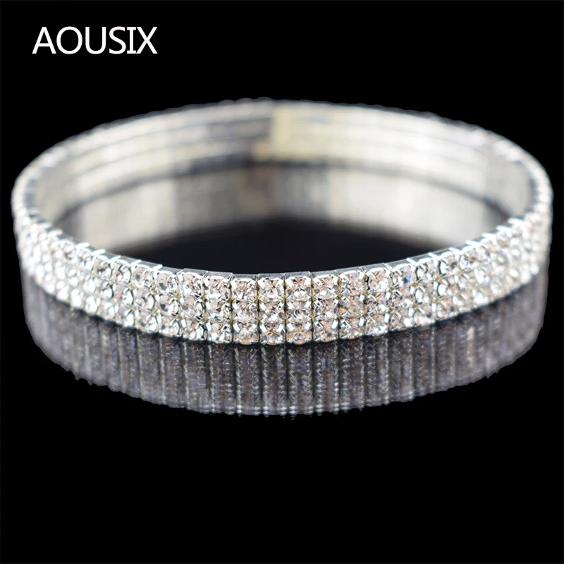 Анклеты женские эластичные со стразами 1/2/3 рядов | Украшения и аксессуары