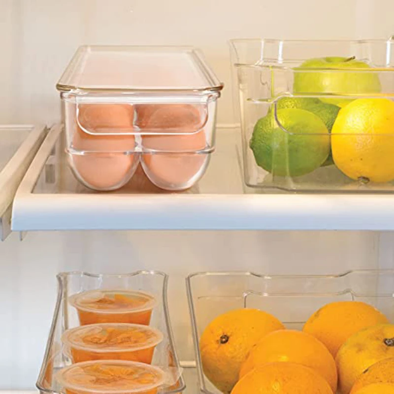 

2 Pcs 14 Grids Egg Tray Tray with Lid Refrigerator Storage Container Tray Egg Shelf Fresh Storage Box Plastic Shelf Tray
