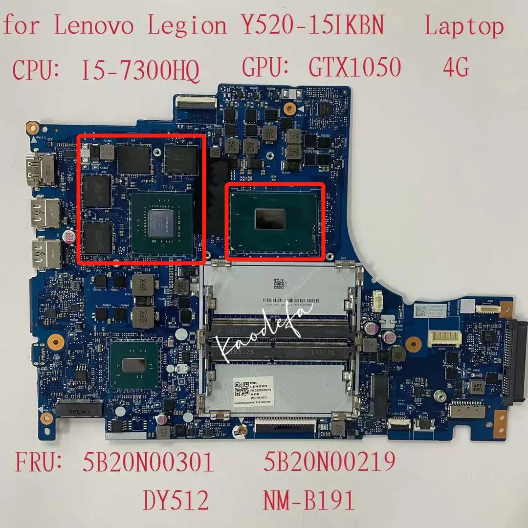 

DY512 флэптоп Lenovo Легион флэптоп Материнская Плата ЦП: NM-B191 SR32S GPU: Y520-15IKBN (1050) 4G FRU:5B20N00219