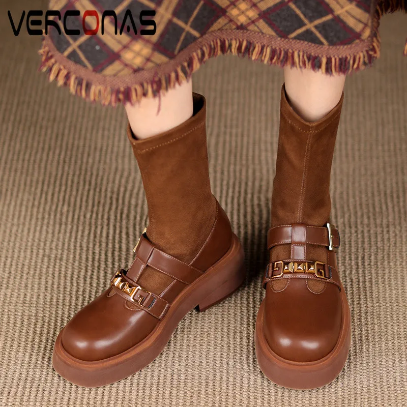 

Женские ботильоны в стиле ретро, из коровьей кожи