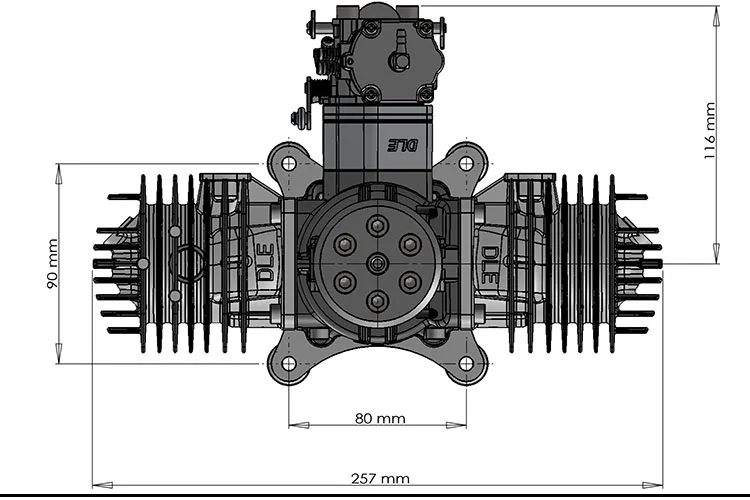 DLE222 RC самолет БПЛА бензиновый двигатель четырехцилиндровый двухтактный боковой