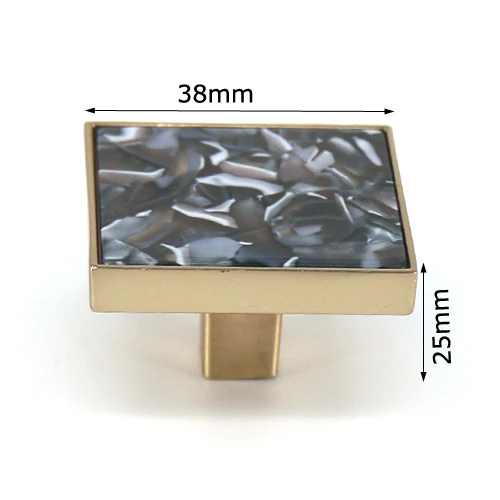 Square 38mm 1х круглые квадратные латунные ручки для кухонного шкафа, комод, шкаф, ручки для выдвижных ящиков, мебельные ручки Фурнитура, тянет одно отверстие - Цвет: Square 38mm