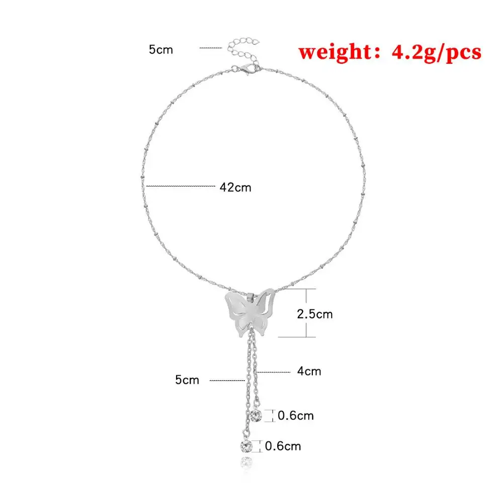 Женское длинное ожерелье с бабочкой и кисточкой в богемном стиле|Цепочки| |
