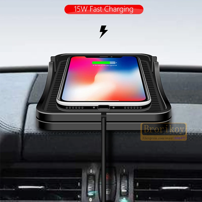 anti slip car qi wireless charger silicone pad with gps stand for apple iphone samsung xiaomi huawei 15w wireless quick charging free global shipping
