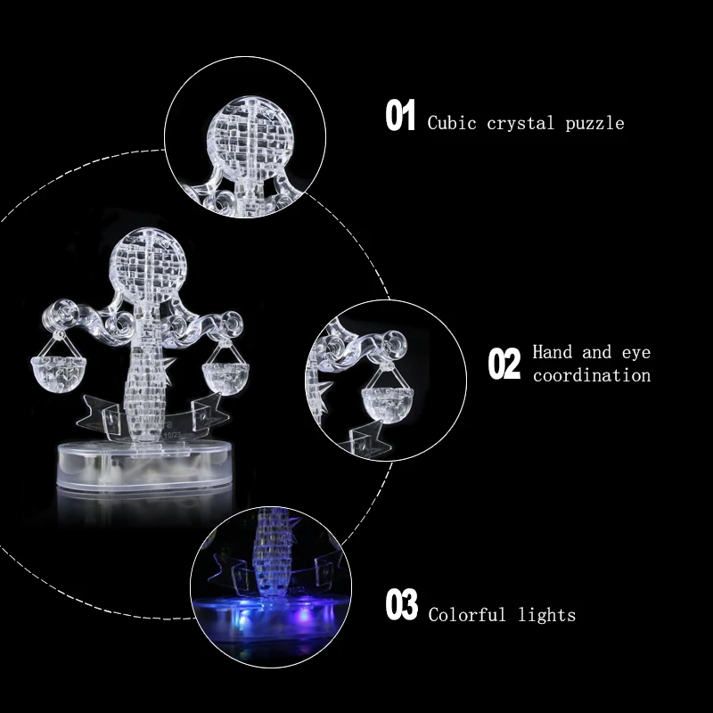 3D Twelve Constellation Crystal Puzzle Diy Building Blocks Educational Toys Self-Installing Lighting Libra | Игрушки и хобби