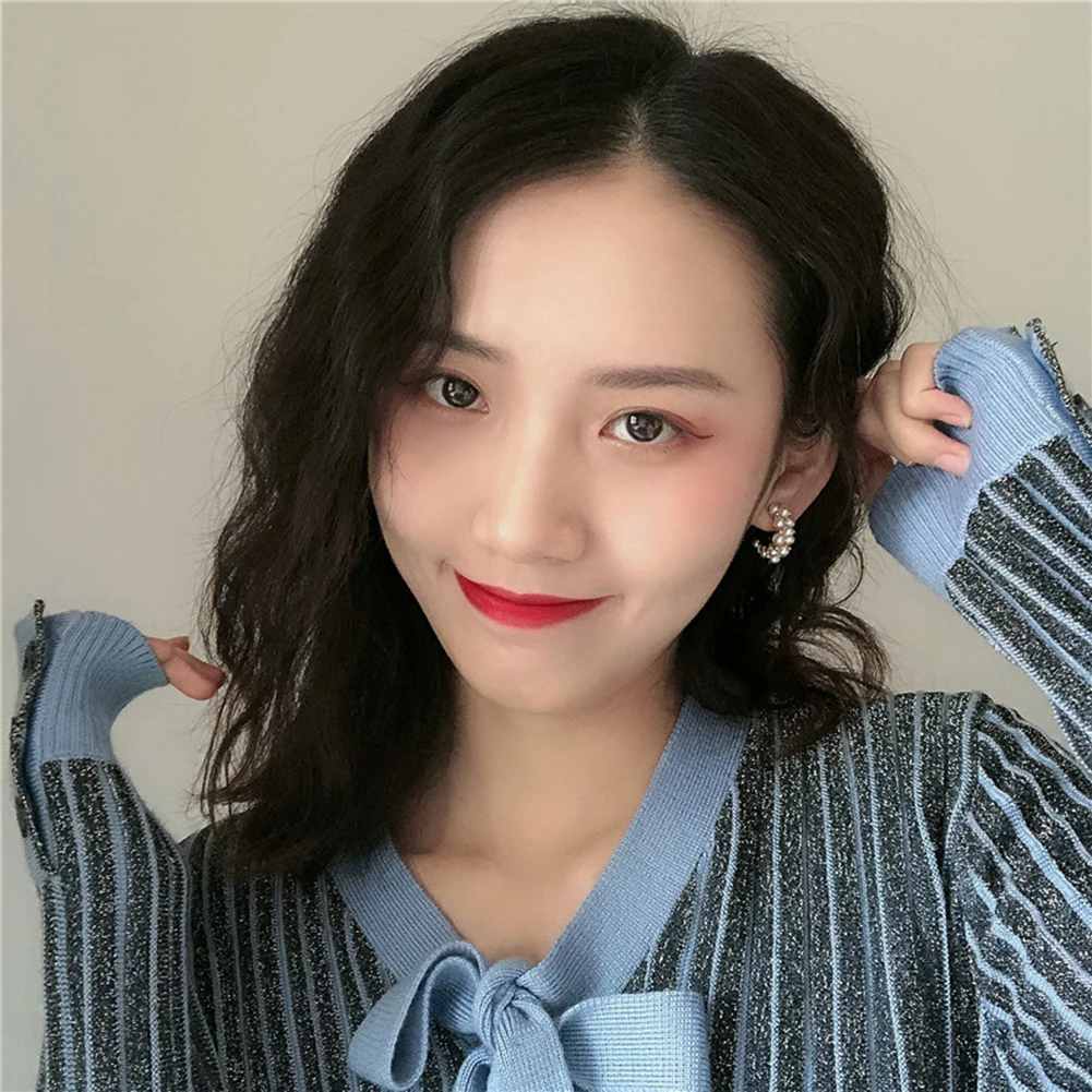 

Alloy Korea Design Earrings Metal Round Trendy Circle Faux Pearls Earrings For Women Girl Gift 1Pair Earrings Charm C Style