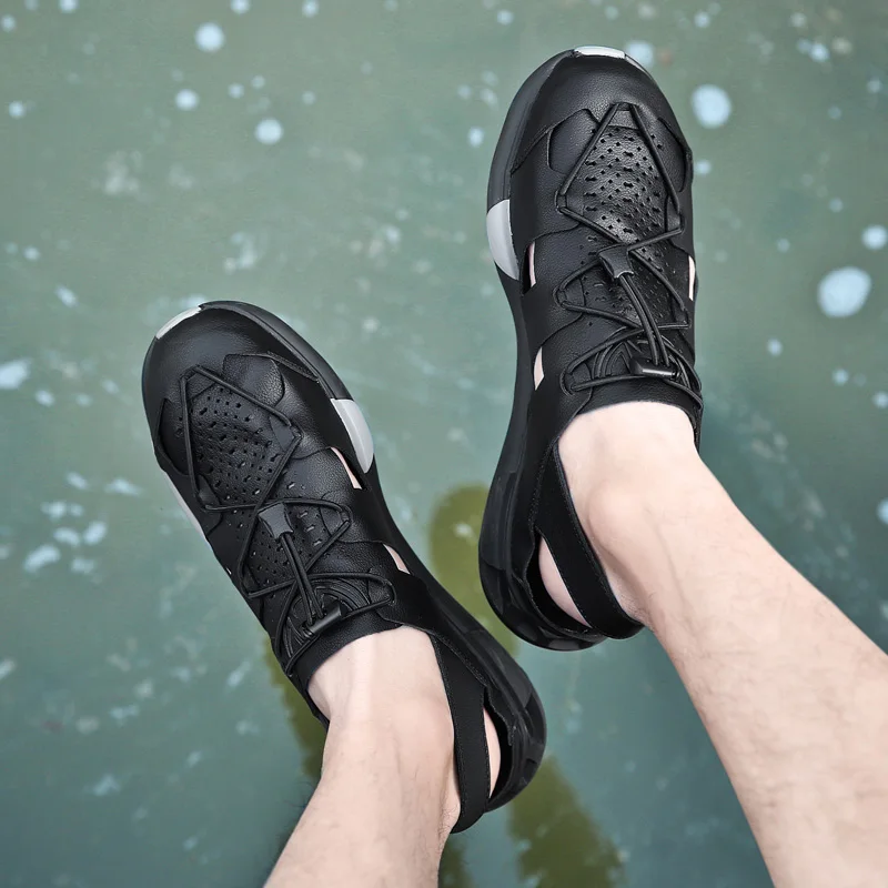 Сандалии мужские из натуральной кожи водонепроницаемая обувь для занятий