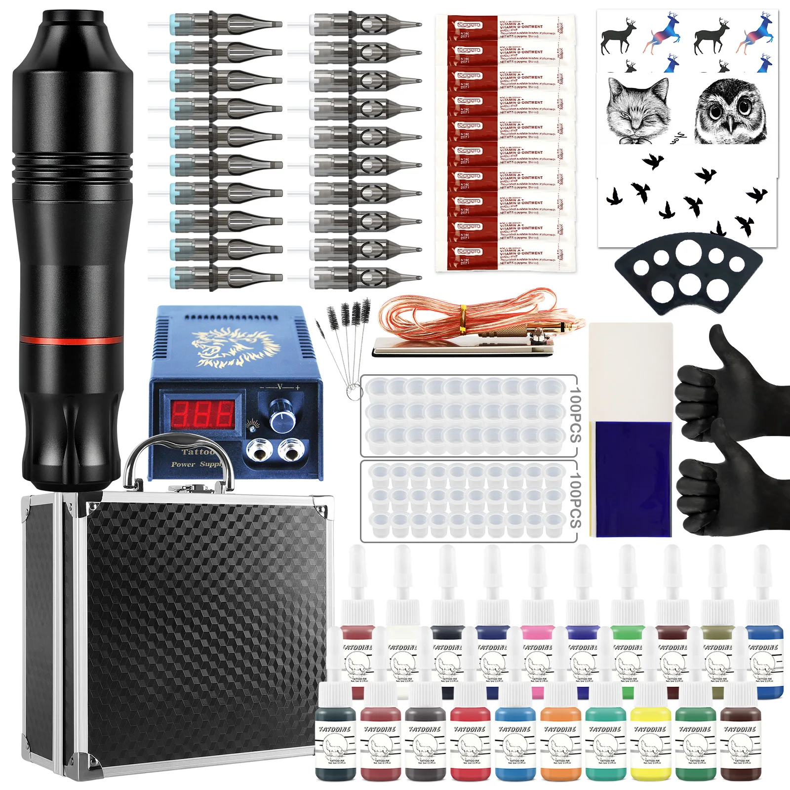 Professional Tattoo Kit Tattoo Rotary Pen Machine With Tattoo box Mast Set Permanent Makeup Cartridge Needle Tattoo Body Art