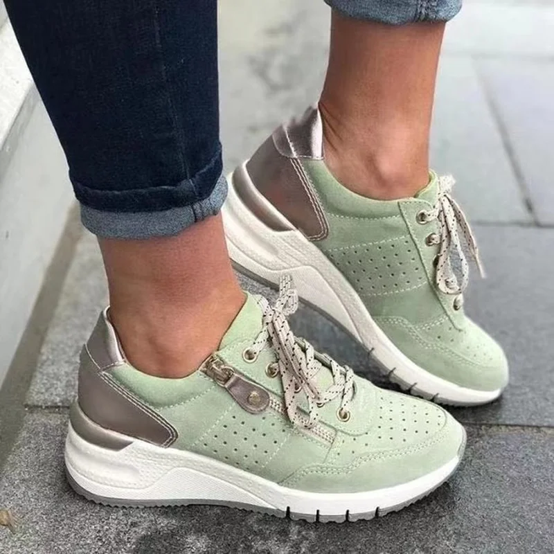

Women's Vulcanized Shoes Spring and Autumn New Casual Women's Shoes Sports Shoes Lace-up Zipper Decoration Thick Bottom