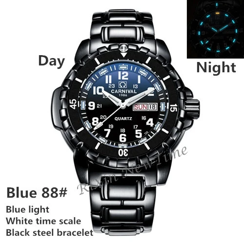Blue88 steel white Водонепроницаемые 200 м T25 Тритий Светящиеся Часы мужские военные дайвинг Спортивные кварцевые мужские часы топ bland роскошные швейцарские часы Ronda - Цвет: Blue88 steel white