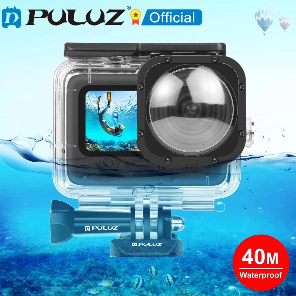 

PULUZ 40m Waterproof Housing Protective Case with Buckle Basic Mount & Screw for GoPro Hero9 9 Black Max Lens Mod Diving Cover