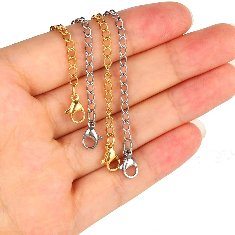 

12Pcs Chain Extender, 6 Sizes Stainless Steel Bracelet Extension Necklace Extender for DIY Jewelry Making, Silver and Gold