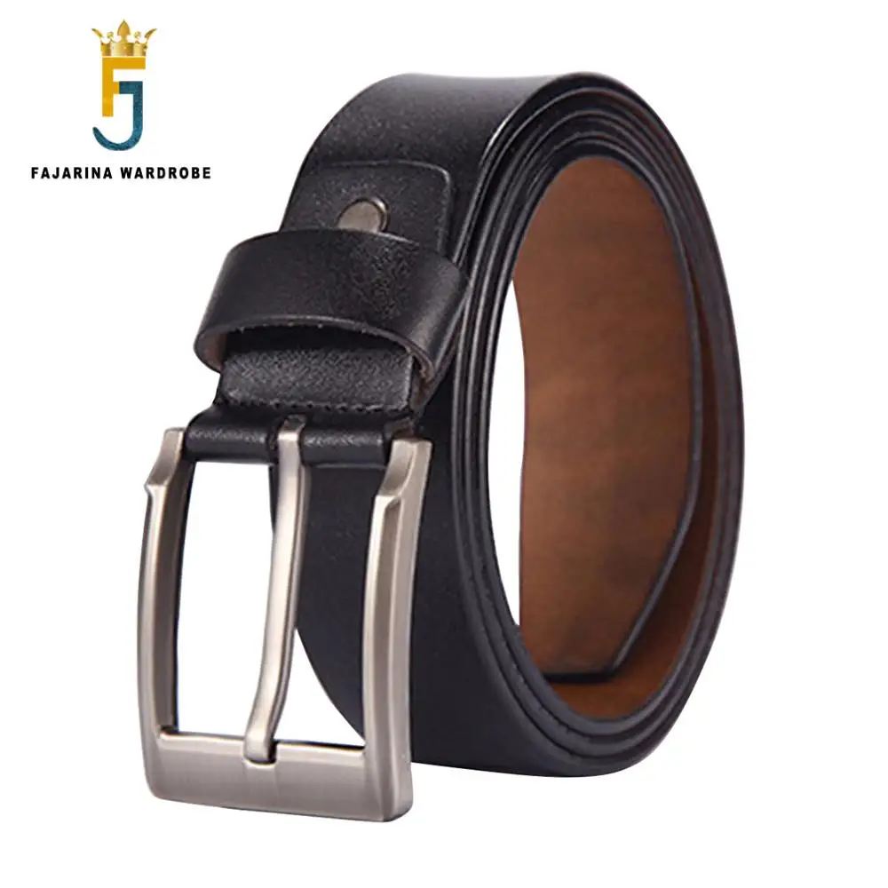 FAJARINA Men's Fashion Simple Design Pin Buckle Metal Genuine Leather Belt Casual Styles Cowhide Belts Men Accessories N17FJ580