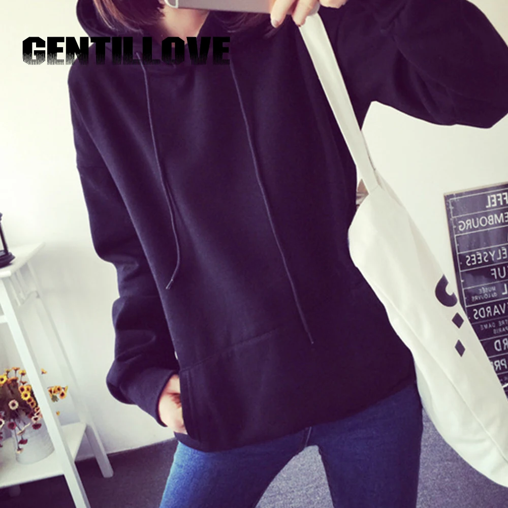 Повседневные толстовки в стиле Харадзюку для девочек однотонные топы с