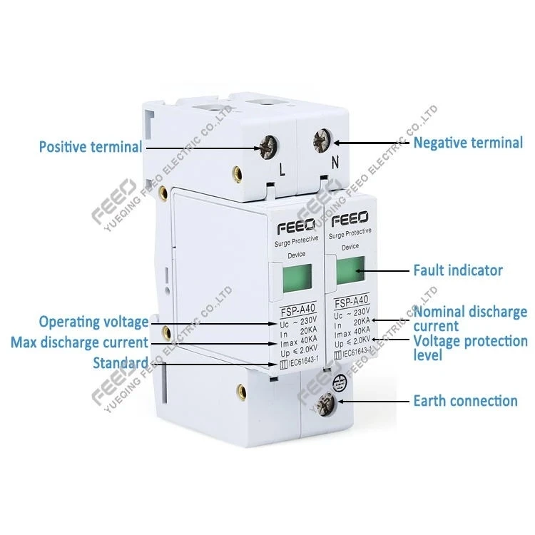 FEEO SPD AC 2P FSP-A40 Защита от перенапряжения 20-40 кА 380 В/420 в