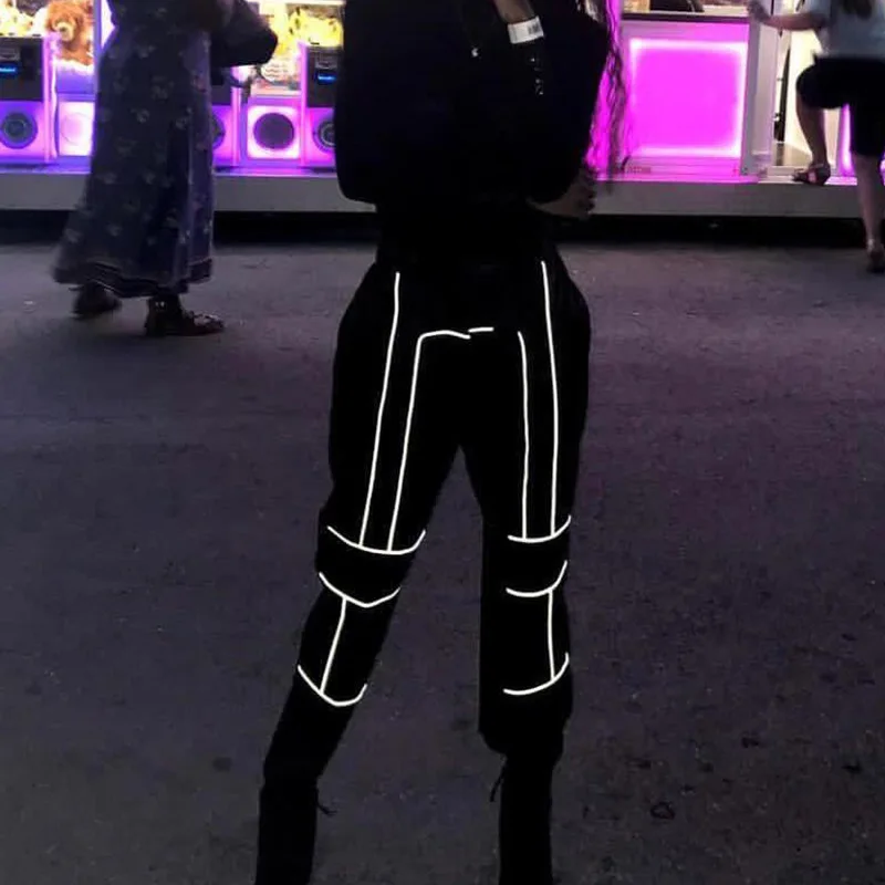 Брюки карго Женские Светоотражающие повседневные штаны султанки популярный