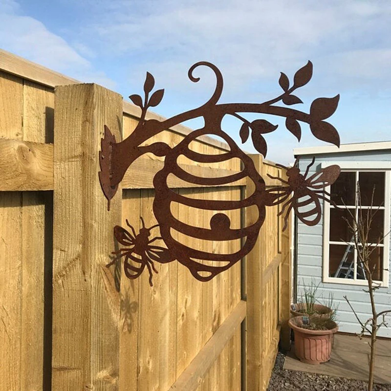 

Father's Day Gift Bee Hive Garden Decor Iron Silhouettes Tree Plug-in Ornament L5