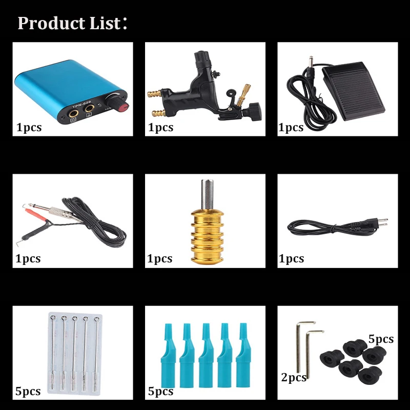 Fast Delivery Tattoo Kit Dragonfly Rotary Tattoo Machine Set Tattoo Needles Power Supply Pedal Permanent Makeup Machine Tattoo