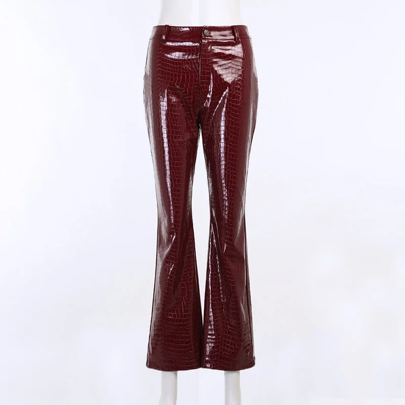 

Elegant Lady Faux Leather Pants High Waist Skinny Long Trousers Chic Women Vintage Fashion Capris Autumn Spring Female Clothes