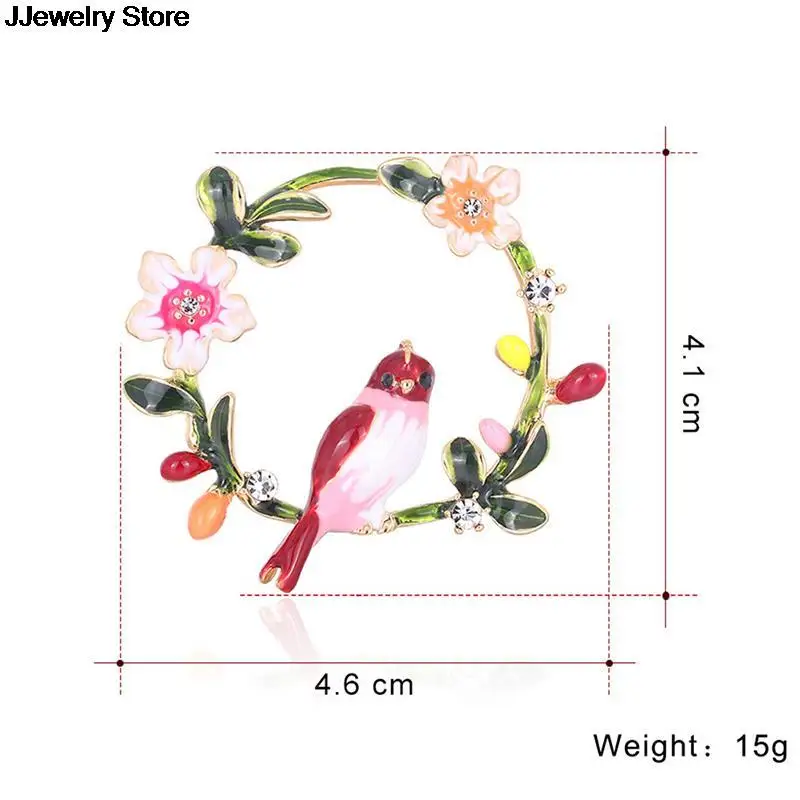 1pc Fashion Animal Bird Wreath Brooch Enamel Flower Lapel Pin And Brooches Buckle 4.6*4.1 Cm | Украшения и аксессуары