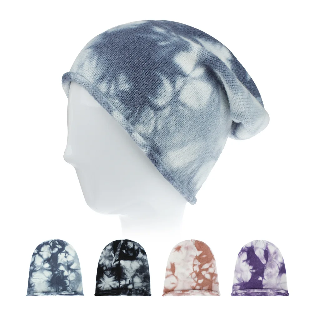 

Soft Beanie Hat Personalized Tie Dyed Gradient Hat Street Hiphop Dance Cap Warm Skull Cap Winter Knitted Beanie Slouchy