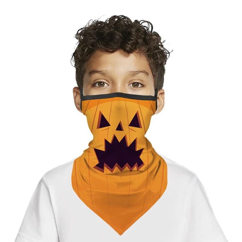 

Halloween Pumpkin Cartoon Cute Half Scarf Bandana Face Cover Mask Scarf Biker Gaiter Neck Headband Outdoor for Kids Boys Girls