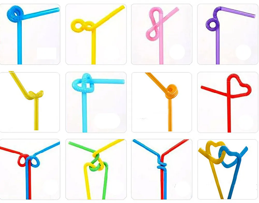 

50Pcs Bedable Flexible Elbow Multi-Shaped Retractable Plastic Drinking Straws Wedding Birthday Party Suppiles Cola Juice straw