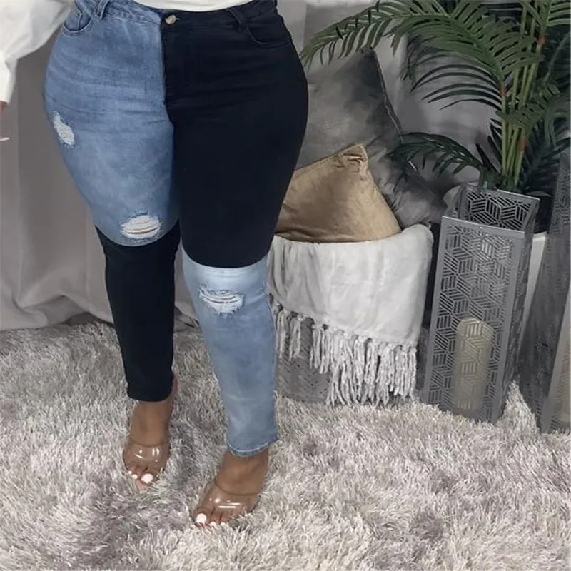 Women Fashion Stretch Denim Pencil Pants 2021 New Black Blue Contrast Color High Waist Jeans Street Trendy Ripped Trousers Pop
Women Fashion Stretch Denim Pencil Pants 2021 New Black Blue Contrast Color High Waist Jeans Street Trendy Ripped Trousers Pop