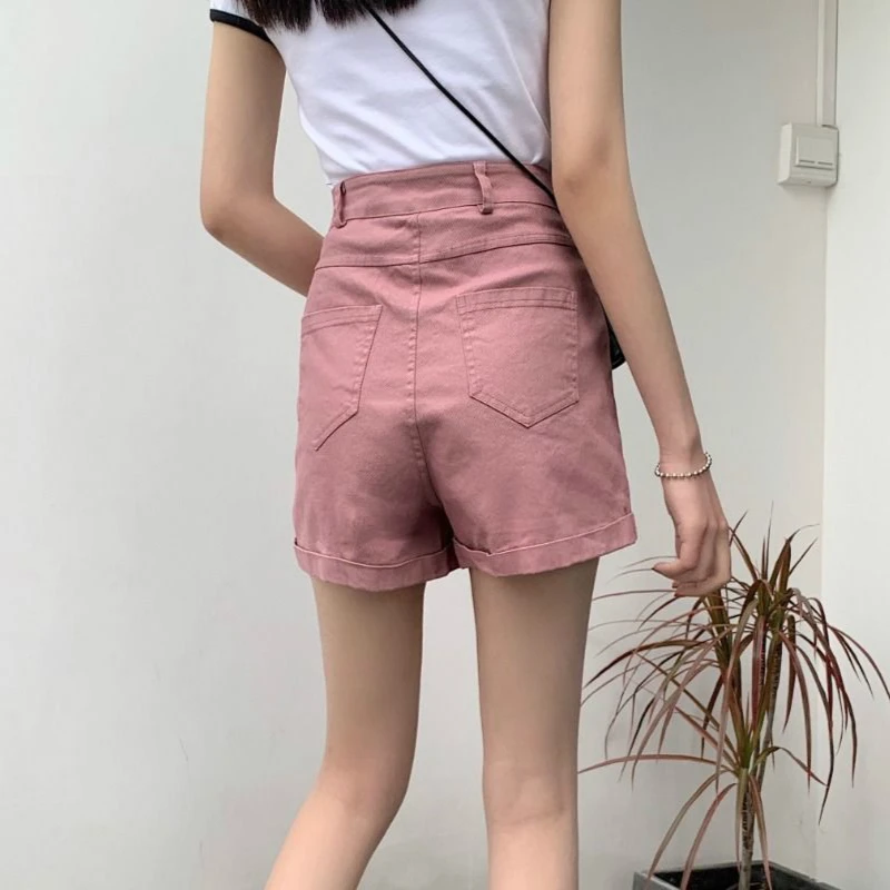 

Shorts Women Summer Solid Denim High Waist Wide Leg Trousers Female Students Korean Style Trendy All-match Casual Simple Chic