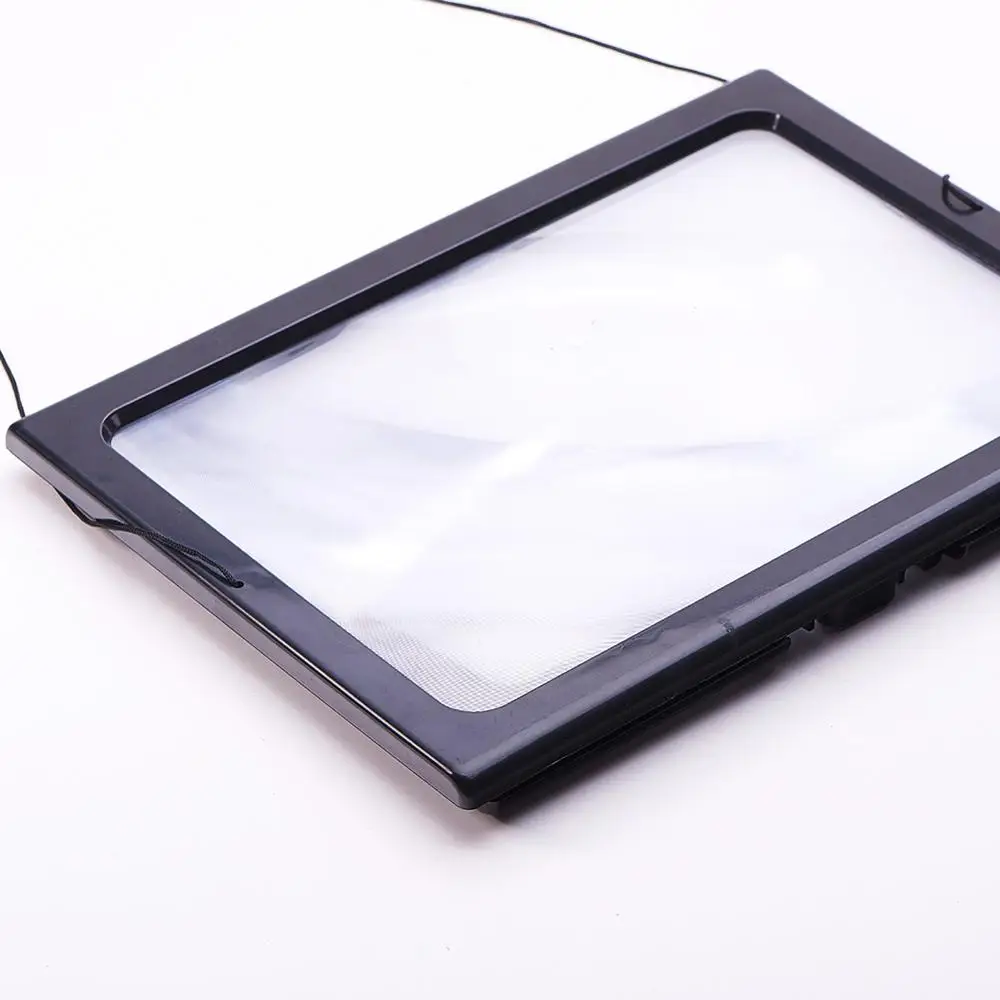 

1PCS 2121 Square Hands-Free Full Page 3X Magnifying Glass LED Lamp Lighting Suspension Foldable Stand Desktop Reading Magnifier