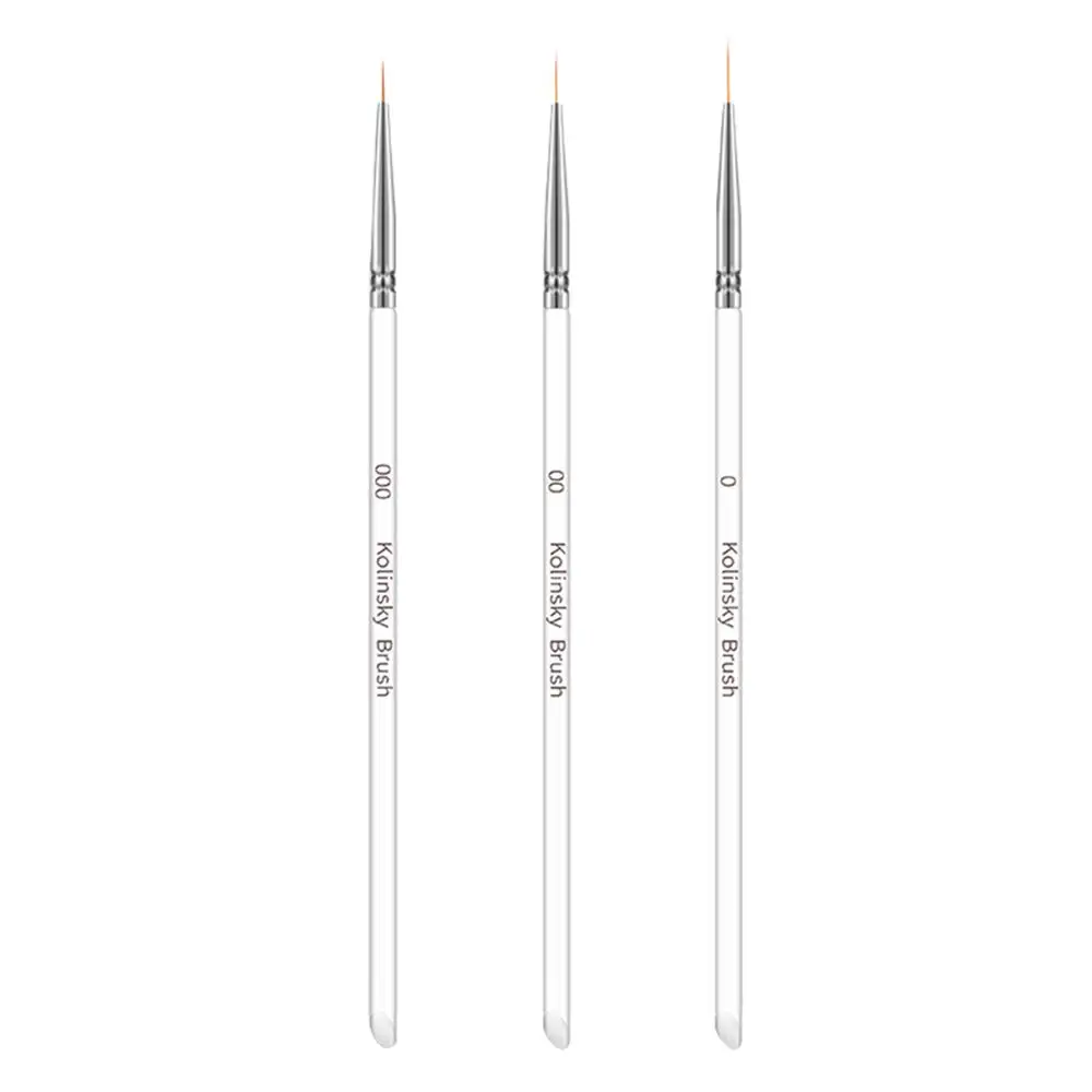 3 шт./компл. Kolinsky кисть для дизайна ногтей Кристалл акриловая тонкая фотография