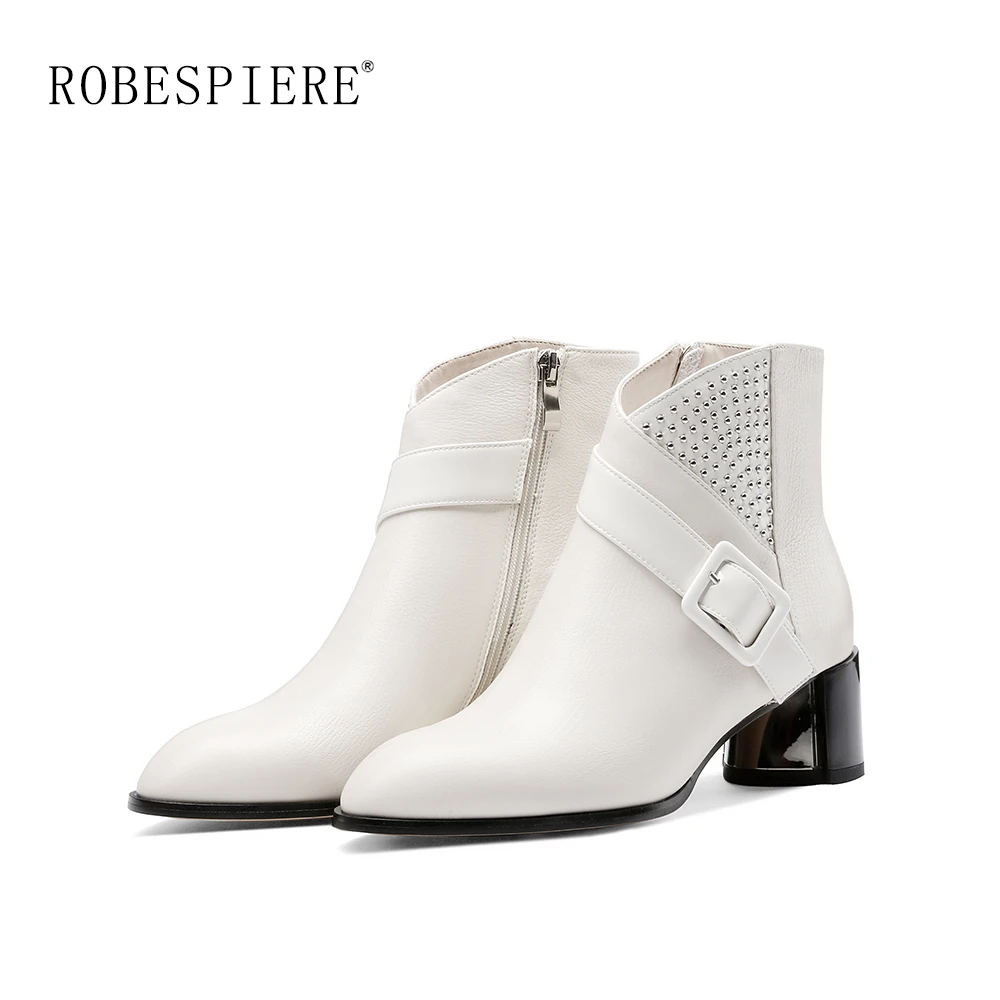 ROBESPIERE/2019 г. Осенне-зимние ботильоны с острым носком обувь из высококачественной