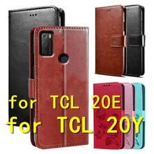 for TCL 20Y Leather Case on for TCL 20E Cover Classic Style Flip Wallet Phone Cases Women Men