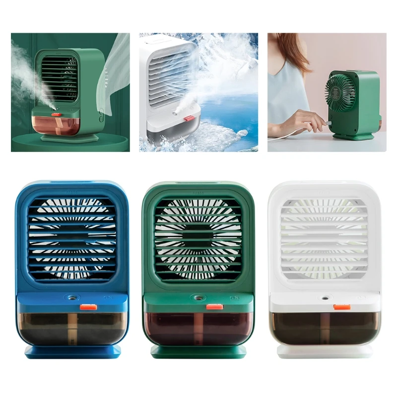 

Portable Mini Air Cooler Fan Multifunctional Personal Rechargeable Air Cooler with 3-Speed Night Light Humidifier