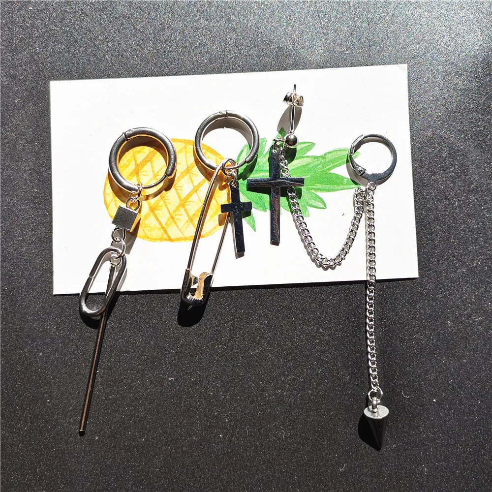 Серьги KPOP из 3 предметов металлические корейские серьги гвоздики с