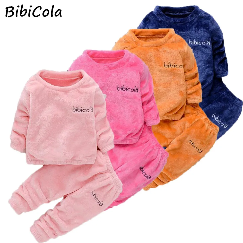 

Baby Boy Girl 4PCS/lot Pajamas Set Flannel Fleece Toddler Kids Child Warm letter Sleepwear Clothes Winter Fall Spring 1-4Y
