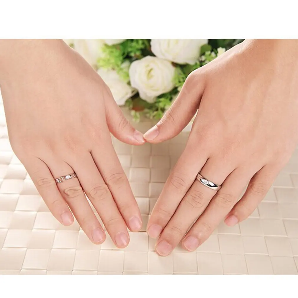 Модные креативные Открытые Кольца для пар обручальные кольца с цирконием