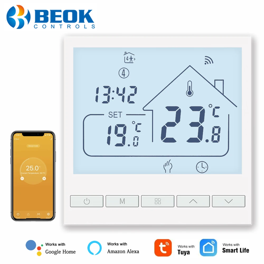 

Beok Tuya Smart Thermostat Wifi Gas Boiler Room Heating Digital Large Screen Temperature Controller Works With Alexa Google Home
