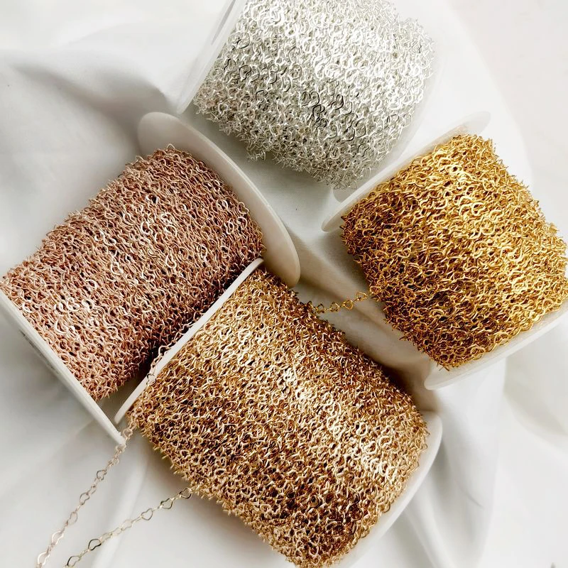 1 метр 3 мм ожерелье любовь сердце цепь серебро розовое золото медные звенья цепи