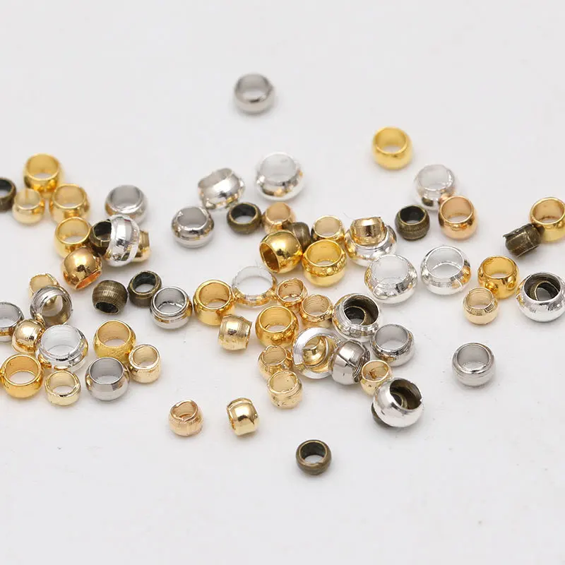 500pcs Dia 2mm 4mm Copper Crimp Ball End BeadsMetal Gold /Silver Big Hole Stopper Spacer Beads For Jewelry Making Findings|Ювелирная