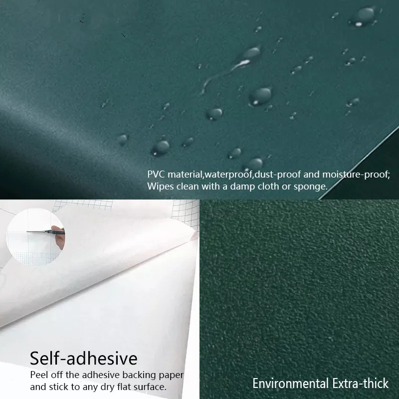 dark green self adhesive wallpaper bedroom kitchen drawer liner cabinet sticker pvc waterproof contact paper wall decorate mural free global shipping