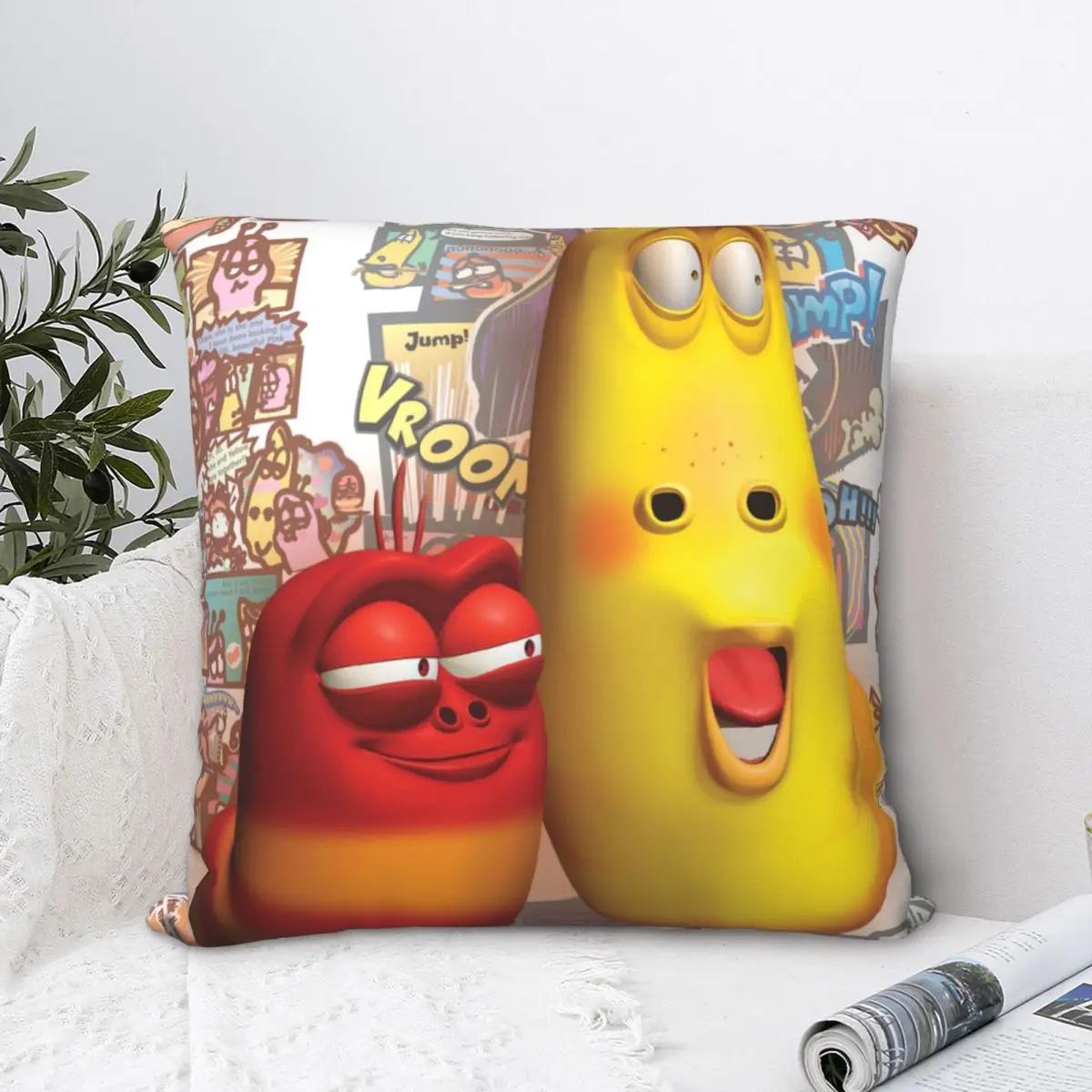 

Положительный чехол для диванных подушек, желтые Смешные анимационные короткие наволочки для домашнего дивана, стула, декоративный рюкзак