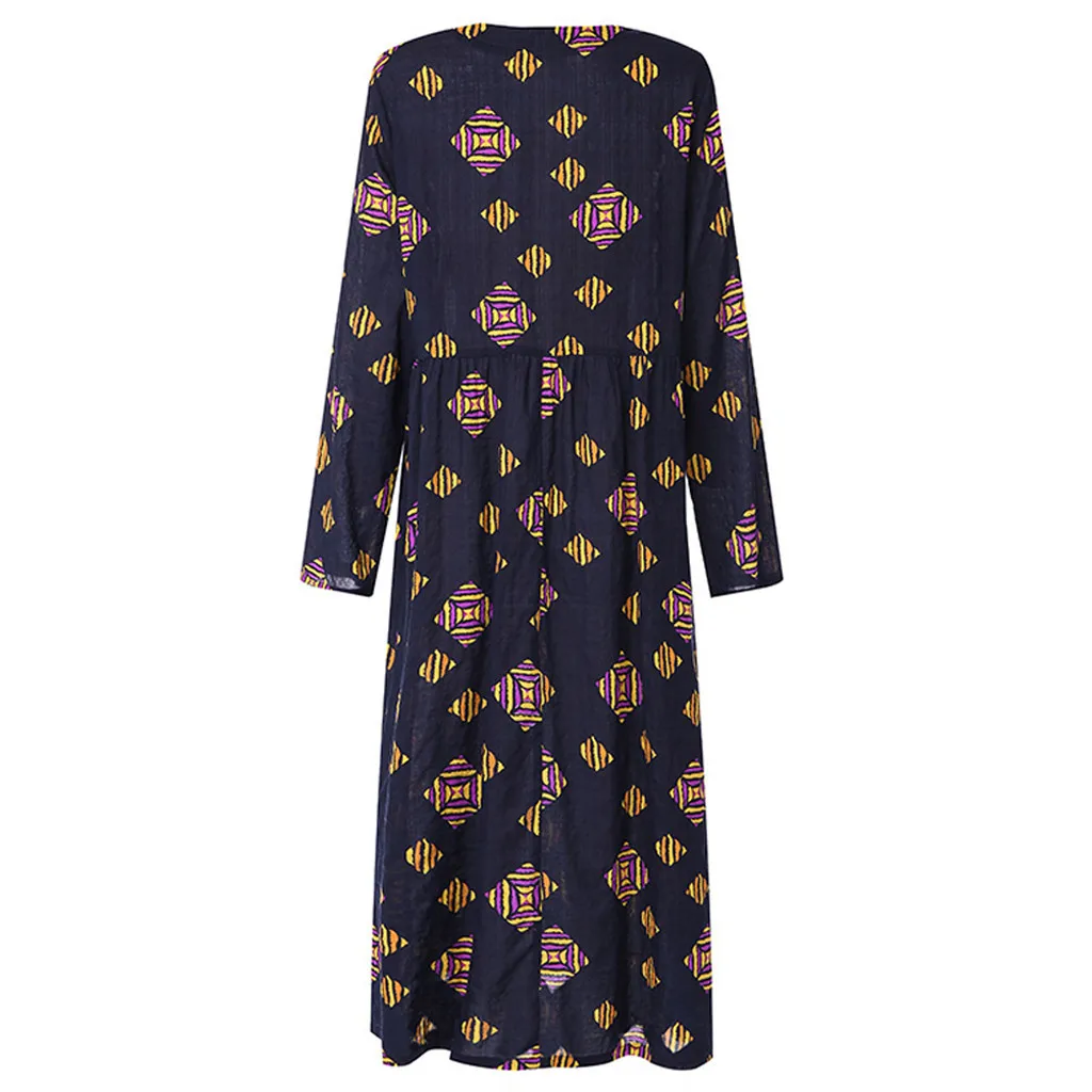 Женское свободное платье Gofuly хлопковое и льняное красное с принтом элегантное