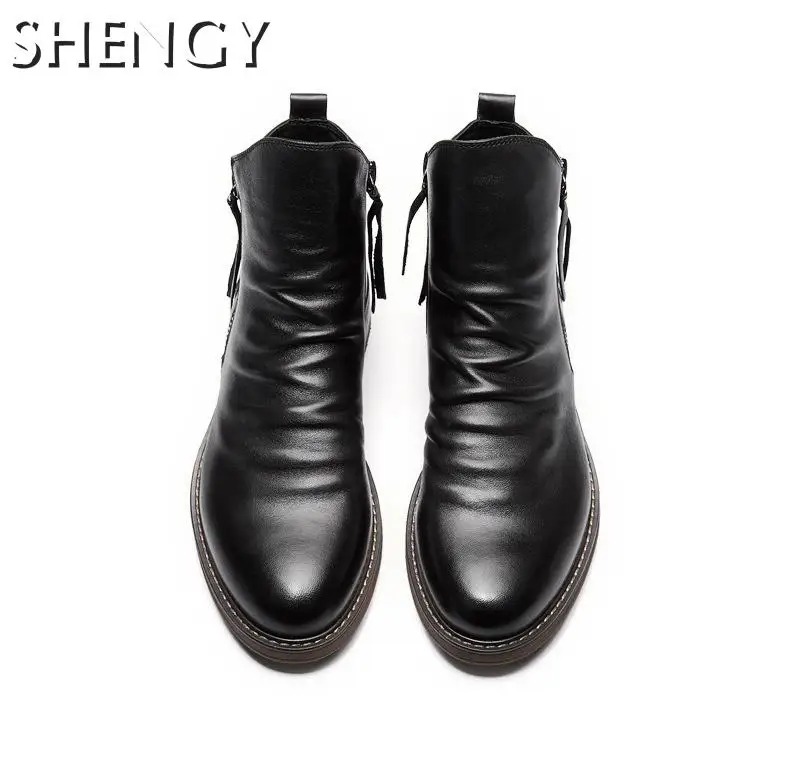 Ботинки мужские на молнии классические деловая Уличная обувь водонепроницаемые