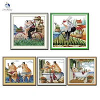 joy sunday cartoon pattern stamped cross stitch kits 14ct 11ct counted canvas diy painting embroidery handmade needlework sets