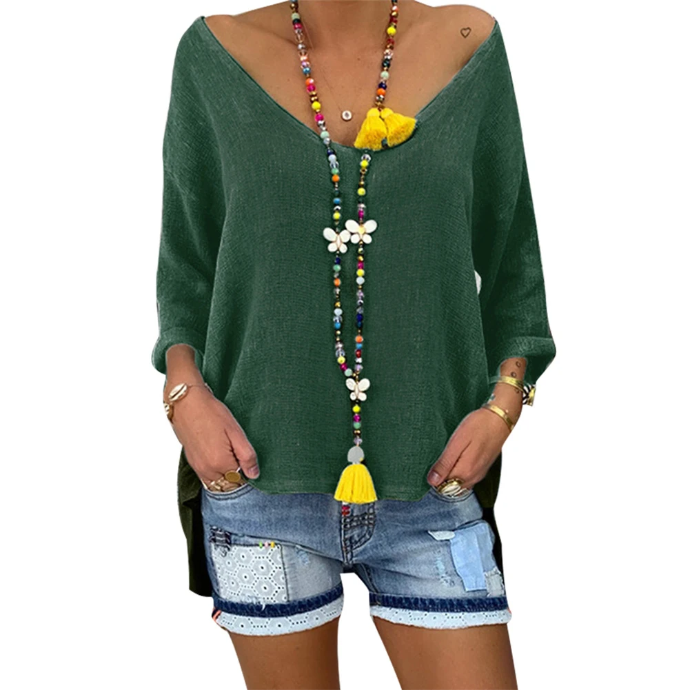 Женская футболка с широкими плечами размера плюс однотонная Повседневная