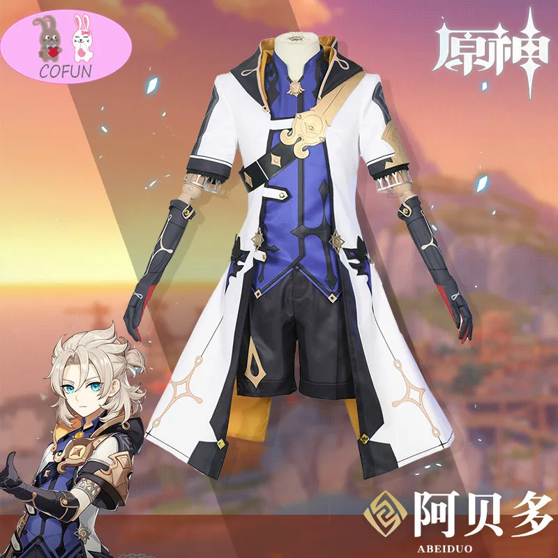 

COFUN Anime Genshin Impact Albedo Cosplay Costume Game Suit Uniform Halloween Outfit For Men New 2021 role play